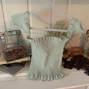 Ribbed off the shoulder shirt